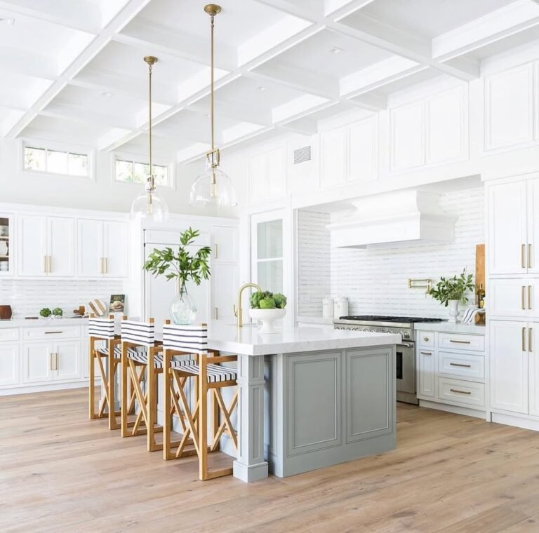 Modern White Kitchen with Elegant Gold Accents