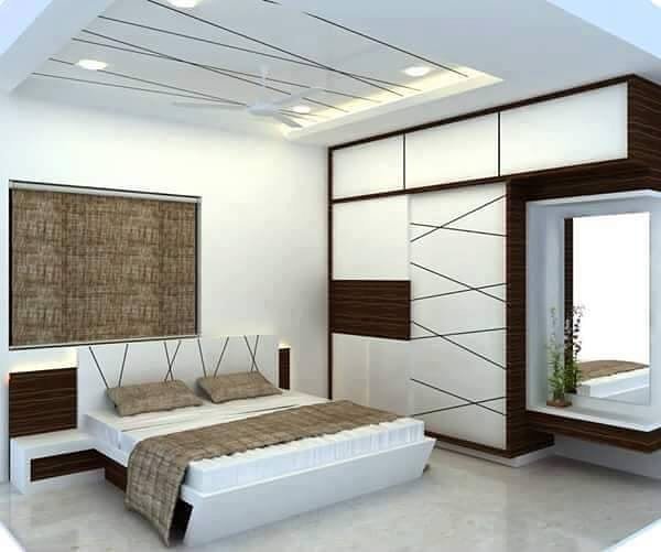 Luxury Modern Bedroom with White & Wooden Finish